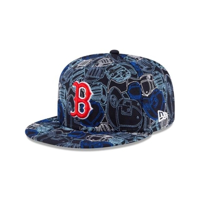 Blue Boston Red Sox Hat - New Era MLB Caps Chaos 59FIFTY Fitted Caps USA6532984